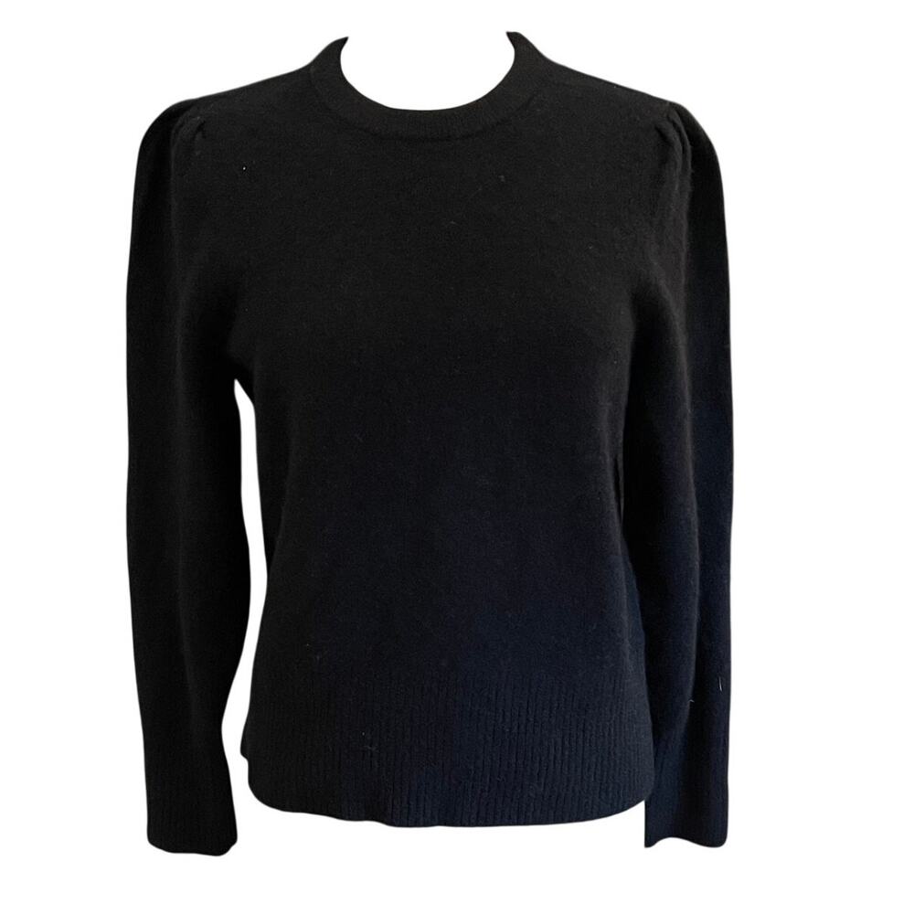 Banana Republic Black Alpaca Wool Blend Puff Sleeve Sweater, Size L